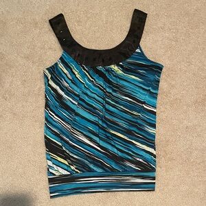 Heart Soul Black and Blue Striped Blouse